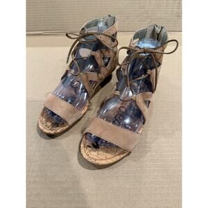 Sam Edelman Suede Dean Caged Gladiator Sandal Womens Size 6.5M Tan